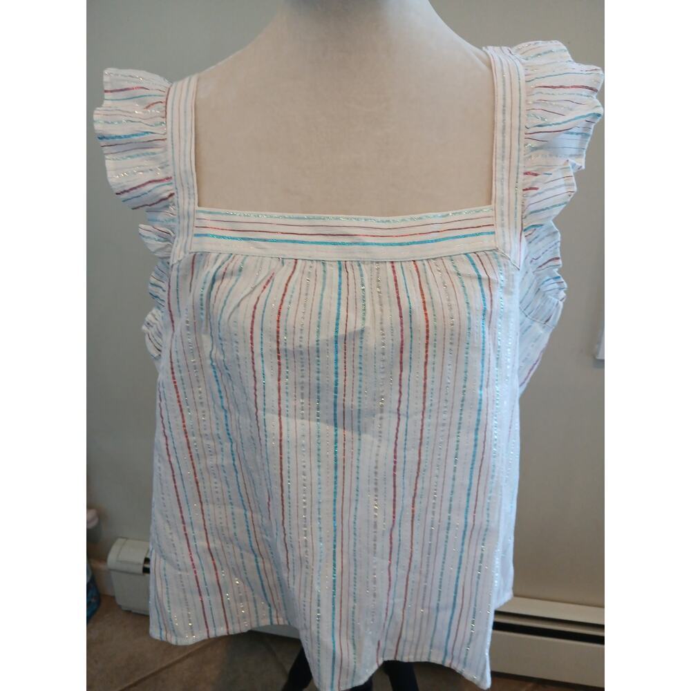 NWT‎ Loft metallic thread tank top cotton Large